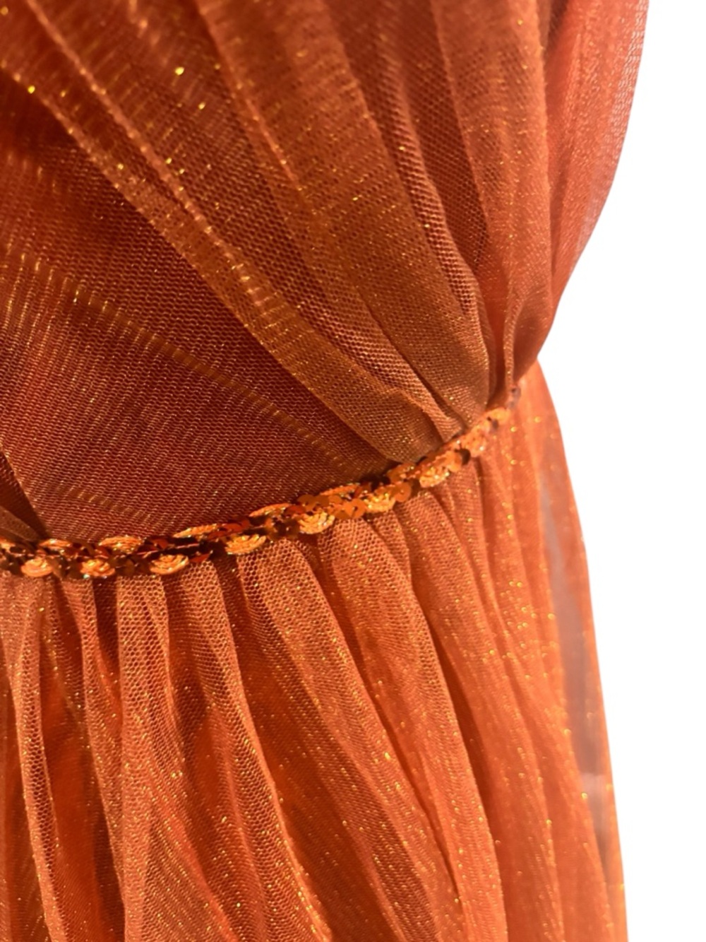 Mgiacy Burnt Orange/Rust Brown Tulle A-Line V-Neck Evening Prom Dress-size M - Picture 6 of 9
